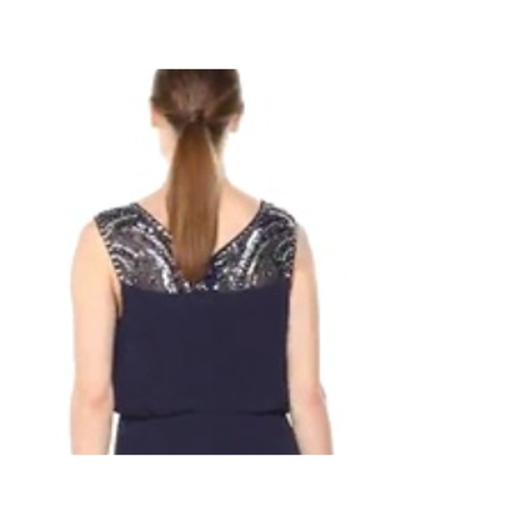 Alex Evenings Women's Pleated Dress Beaded Neckline Formal NAVY Blue 10 NEW $229 - Picture 6 of 9